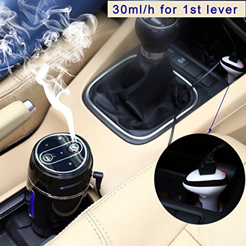 Auto Ultraschall Luftbefeuchter, YOKKAO 180ml USB Lufterfrische Powered Cool Mist Auto Luftreiniger für Auto – Schwarz - 7