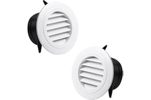 LINTRA 2 Pezzi di Griglia Aerazione, Circolare Griglia Aerazione Tonda, con Rete Anti-Insetti Ventilazione in Plastica Tonda da Incasso, per Bagno, Ufficio a Casa e Cucina