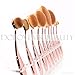 Dolovemk | 10Pcs/Set Makeup Oval Brushes Set Eyebrow/Foundation/Blusher Brush for Liquid/Powder (Rosegold)