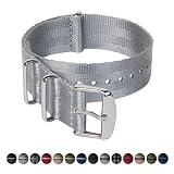 Archer Watch Straps Sicherheitsgurt Stil Gewebtes Nylon NATO Uhrenarmband - Grau/Edelstahl Hardware, 22mm