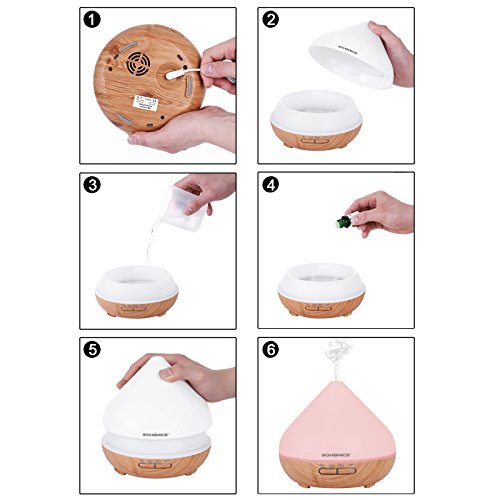 Songmics Aroma Diffuser Luftbefeuchter Aromatherapie Duftlampe Ultraschall 300 ml mit LED 7 Farben Abschaltautomatik Farbewechsel leiser Betrieb für Yoga Spa Salon Schlafzimmer Wohnzimmer Babies Kinderzimmer Büro etc. weiß FAD07T - 7