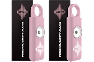 Personal Alarm NOYZIE Personal Safety Alarm TWIN PACK LOUD 125db Siren 200-Lumen Strobing LED Light - Self Defence Rope Alarm Keyring Keychain for Women, Men, Elderly, Dog Walkers (Pink x2)