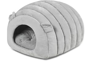 Galatée Legowisko dla kota, miękki i przytulny śpiwór dla kota, ciepły i przytulny domek dla kota, miękkie łóżko dla kociaka i szczeniaka, legowisko dla kota Igloo, nadaje się do prania, legowisko dla psa (M, szare)