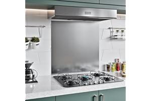 BELOFAY 1mm Thick Stainless Steel Splashback for Kitchen, Brushed Finish, Hob Splashback For Cookers with Adhesive/Glue included 600x750mm