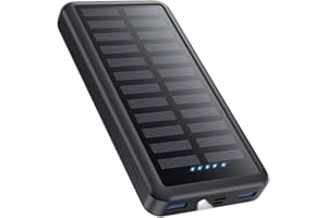 Pxwaxpy Power Bank 30800mAh, Solar Powerbank USB-C 15W PD 3.0A Schnellladung, 3 Outputs 3 Inputs Externer Akku mit LED-Taschenlampe Handy Akkupack für Camping Outdoor Kompatibel mit iPhone Samsung etc