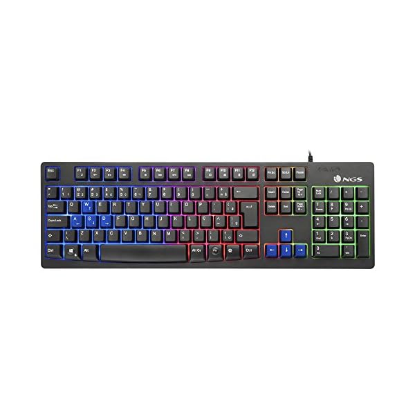 NGS GKX-300 Teclado Gaming USB con Luces LED y Teclas Multimedia, Plug&Play (QWERTY Español)