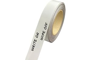 BEAVERSWOOD Gloss White Magnetic Tape Roll Easy Wipe Racking Strip 25mm Wide x 0.8mm Thick x 10M Long - Magnetic Whiteboard Strips, Writable Magnet Magnet Sheet - Magnetic Whiteboard Tape Write on Wipe Off