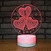 Produktbild Subtop 3D Liebe Optical Illusion Lampe, 7 Farbänderung Berühren Sie empfindliches LED-Nachtlicht des Schalters mit Acrylflachem, ABS-Unterseite, USB-Gebühr für Hauptdekor Perfekte Geschenke für Baby