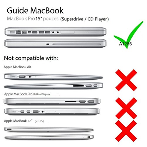 JAMMYLIZARD | Shell Cover für [ MacBook Pro 15.4″ A1286 mit CD-ROM ] Zweiteilige Hülle, Leder in SCHWARZ - 4