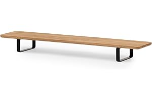 Oakywood Stojak na 2 monitory PC, 105 x 23 cm, wykonany z litego drewna dębowego lub orzechowego, maks. obciążenie 100 kg