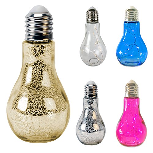 3 x Glühbirne Lampe Leuchte Gartenlampe Gartendeko mit LED-Beleuchtung zum Aufhängen „FUNKY LIGHT“ (klar) - 3