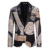trajes modernos hombre boda 70% Poliéster, 30% Viscosa QUICKLYLY Trajes Hombre Chaquetas 2019 Charm Encanto Casual Un Botón Apto Fit Suit Traje Blazer Abrigo Tops Fiesta Lentejuelas Chaqueta Esmoquin Estampada Manga Larga Cardigan(Caqui,XL)