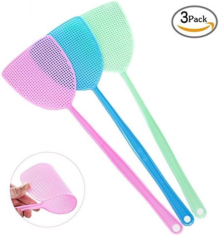 Shiney Fly Swatter Pest Control Multi-colors Plastic Handle for Flies 3 Pack