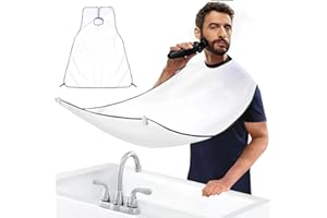 EIHI 1 Stück Rasierschürze, Bart Schürze, Friseurumhang, Bartschürze, Lätzchen Für Bart Für Rasieren Haarschnitt, Antihaft-Haarfänger Pflegetuch Mit 2 Saugnäpfen, Geschenke Für Männer