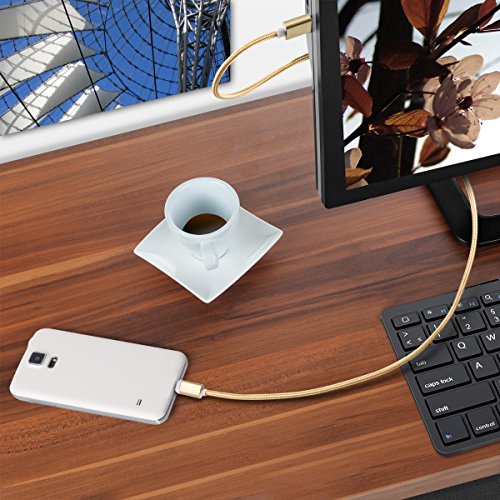 kwmobile Magnetisches Micro USB Ladekabel - 1m Nylon Micro-USB auf USB A Magnet Datenkabel Gold - USB-Kabel fÃ¼r Smartphone Tablet Powerbank Navi