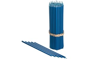 Danilovo Velas de cera de abeja pura, sin goteo, sin humo, altas y delgadas, velas decorativas para oración de la iglesia, decoración o cumpleaños velas - Velas perfumadas de miel (azul)