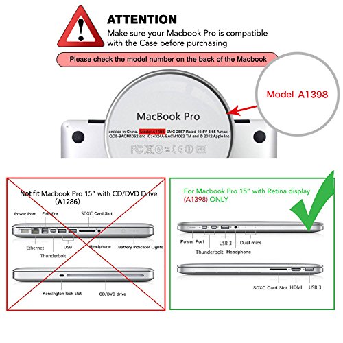MOSISO MacBook Pro 15 Retina Hülle (NO CD-ROM Drive) – Ultra Slim Hochwertige Plastik Hartschale Tasche Schutzhülle Snap Case für MacBook Pro 15 Zoll with Retina Display (Model A1398), Rose Gold - 3