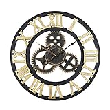 Wanduhr 3D Wanduhren Vintage Groß Zahnrad Römisch Nummer Haus Dekoration fürs Wohnzimmer Kinderzimmerr (Römische Nummer Vintage)