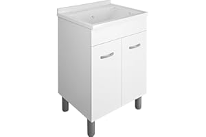 JO-BAGNO.IT Armario de lavabo de madera ATHENA con pilozzo L 60 P 50 con eje de lavado sifón resistente al agua y a la humedad (60 x 50)