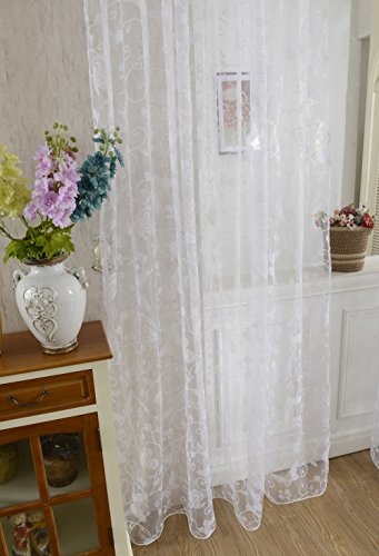 Generic Schmetterling Transparente Voile Vorhang Tüll für Wohnzimmer Haus Hochzeit Partei Fenster Sommer 100 x 200cm – Weiß - 5