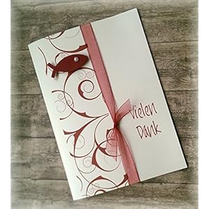 Danksagung Danksagungskarte Danke Kommunion Konfirmation Firmung Taufe Fisch dunkelrot weinrot bordeaux rot