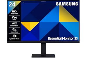 Samsung 24"(60.5 cm) Flat IPS Monitor|IPS Panel|FHD 1920 x 1080|100 Hz|New Super Slim Design|Ports-HDMI,VGA|Tilt Stand Feature -2˚ to 21˚|Game Mode|Eye Saver Mode|Wall Mountable|LS24D300GAWXXL|Black