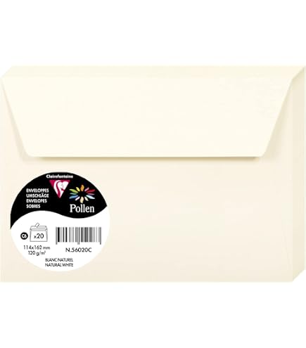 25 Cartes Clairefontaine Pollen 8,2x12,8 Cm - Blanc 210g/m² Pour Invitations