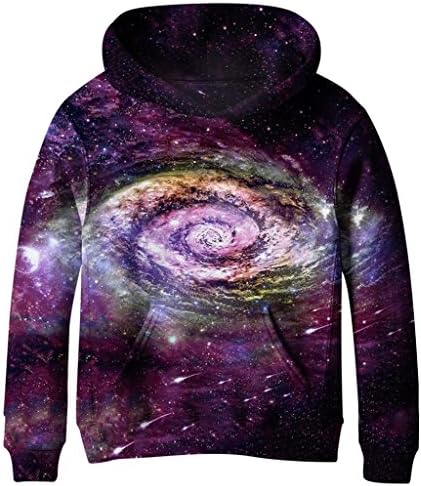 COIKNAVS Teen Girls Boys Galaxy Fleece Sweatshirts Pockets Pullover Hoodies NO16 XL