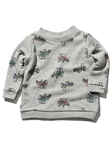 M&Co Baby Boys Long Sleeve Round Neck Multi-Coloured Tractor Print Sweat Jumper Grey Marl 18/24 Mnth