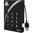 Apricorn Aegis Padlock 2TB USB 3.0 256-bit AES XTS Hardware Encrypted Portable External Hard Drive (A25-3PL256-500), Black