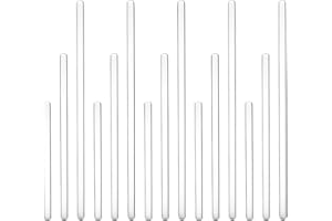 Keboyoe 15 Stück Rührstäbe aus Glas Glasstab Labor Rührstab Wiederverwendbar Glasrührstab mit Beiden Enden Rundumuntergang Stirring Rod, 15cm, 20cm, 30cm