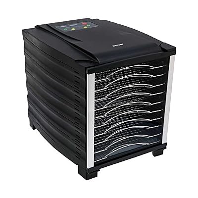 BioChef Déshydrateur d'Aliments BioChef Arizona 10 Plateaux en acier inoxydable - Minuterie, Porte Transparente, Plateaux amovibles, en Tritan sans BPA (Noir)