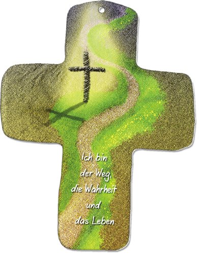 metalum Premium-Kreuz aus Metall "Ich bin der Weg, die Wahrheit und das Leben" zum Aufhängen - außergewöhnlich schönes, christlich gestaltetes Motiv - ein tolles Geschenk