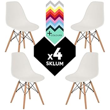 Set 4 Sedie Da Pranzo EGGREE - Gambe In Faggio Massello, Imbottite, Design Scandinavo Bianco