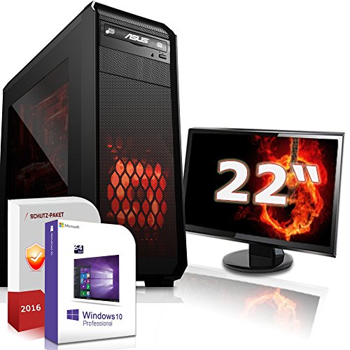 Komplett PC Office / Multimedia inkl. Windows 10 Pro 64-Bit! - AMD Dual-Core A4-6300 2x 3.9 GHz - Radeon HD 8370D 2GB Grafikchip - 4GB DDR3 RAM - 500GB HDD - ASUS 22-Zoll TFT Monitor - 24-fach DVD Brenner - USB 3.0 - DVI - HDMI - VGA - Computer mit 3 Jahren Garantie!