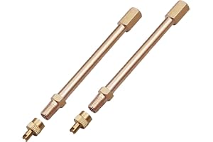 TSUOUKL 2 stycks ventilförlängning bilventil, förlängningsadapter mässing 10 cm däckventiladapter för bil, lastbil och cykel Kompatibel med däckventil