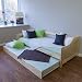 Produktbild Homestyle4u 1421 Rostock Holzbett Tagesbett Gästebett aus Kiefer B x L: 90 cm x 200 cm Bettrahmen mit Lattenrost und Ausziehbett in Natur mit natürlicher Maserung Holz Bett aus Massivholz Jugendbett mit Bettgestell Kojenbett