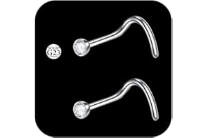 AceFun piercing naso titanio argento 20G narice sottile piercing 1 L forma solido piercing nasal G23 2 pezzi 1.5mm 2mm 2.5mm 3mm gioielli scintillanti per gli uomini donne