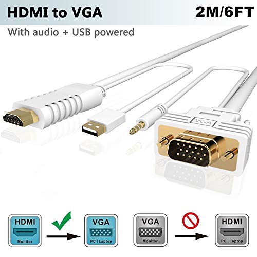 HDMI auf VGA Kabel mit Audio 2M, FOINNEX HDMI zu VGA Adapter Konverter zum Anschluss von PC, Laptop, Xbox 360 One, PS4/PS3,Blu-ray Player,TV-Box zu TV, Monitor, Projektor,1080P HDMI auf VGA Kabel mit Audio 2M, FOINNEX HDMI zu VGA Adapter Konverter zum Anschluss von PC, Laptop, Xbox 360 One, PS4/PS3,Blu-ray Player,TV-Box zu TV, Monitor, Projektor,1080P