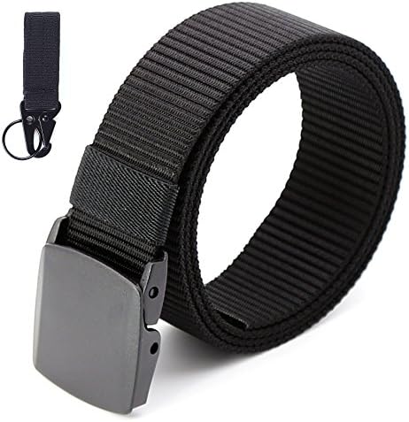 MINHER Nylon Breathable Men's Belt &amp; Quick Remove Key Chain Outdoor Sports Waterproof Belt Military Style Adjustable Webbing Plastic Buckle 53"
