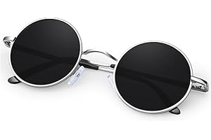 KANASTAL Occhiali da Sole Rotondi Uomo Donna Polarizzati UV400 Tondi Cerchio Vintage Retrò Metallo Cosplay Hippie Piccoli 46mm