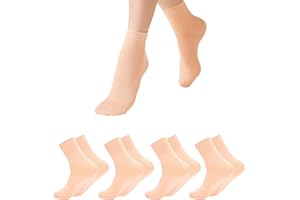 Fjquamitix 4 Pairs Ballet Socks for Girls,Breathable Oxygen Cotton Nude Pink Ballet Sock,Seamless Toe,Stretchable Dance Socks for Toddler/Kids