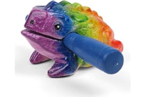 MYSTERY MOUNTAIN Mini Rainbow Croaking Frog Güiro - Fair Trade Percussion Instrument - Fun for all Ages