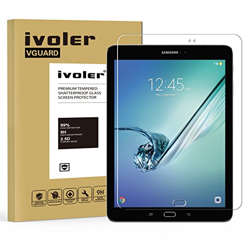 Samsung Galaxy Tab S3 9.7'' (SM-T820 / SM-T825) / S2 9.7'' (SM-T810 / SM-T815) Panzerglas Schutzfolie, iVoler® Premium Panzerglasfolie folie Displayschutzfolie Hartglas Gehärtetem Glas DisplayPanzerglas Schutzfolie Displayschutz Tempered Glass Screen Protector für Samsung Galaxy Tab S3 9.7'' (SM-T820 / SM-T825) / S2 9.7'' (SM-T810 / SM-T815) - 0,3mm Dünn, 9H Härtegrad, 2.5D Abgerundete Kanten - [Kratzfest][Hohe Transparenz] [Fingerabdruck-frei][Blasenfrei]-Lebenslange Garantie