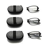 gafas de lectura sin patillas Tamano de bolsillo EnzoDate Paquete de 3 pares de gafas de lectura plegables plegables con estuche, 1.0 a +3.5 Hombre Impresora plegable de bolsillo con presbicia Hyperopia