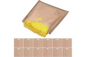 LIANSUM 12 Stück Non-Stick Wiederverwendbare Toastabags für Toast Pizzastücke Käsesandwiches Snacks Chicken Nuggets. Teflon Toaster Beutel für Mikrowelle Grill Toaster.