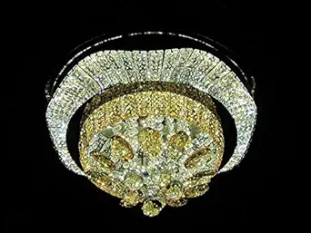 WHITERAY Antique Crystals Chandelier with Inbuilt Colour changing LED (White)