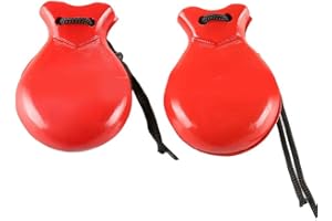 TODIKAPER 2 paia di nacchere spagnole, strumenti a percussione in legno, per adulti e principianti, per esercizi di danza flamenco, colore rosso
