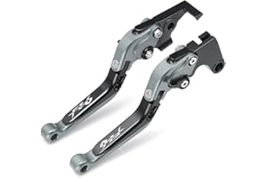 MOTORFISH Levier de frein à main et d'embrayage de moto réglable, pliable et extensible en aluminium pour Yamaha FZ6 Razer 2004-2010 (titane)
