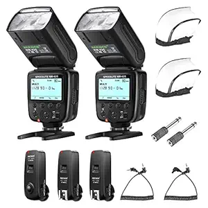 Neewer 2 Packs NW625 GN54 Speedlite Flash Kit for Canon Nikon Panasonic Olympus Pentax Fujifilm DSLRs and Sony Mirrorless Cameras with Mi Hot Shoe, FC-16 2.4G Flash Trigger Set & Diffuser Included